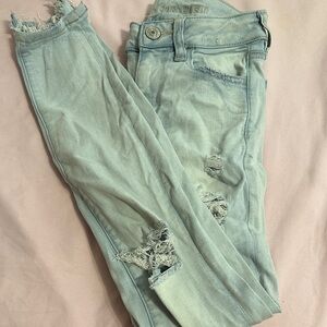American Eagle Light Blue Distressed Women Jeans
